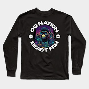 OG Nation Beast Fam Monkey | Urban Streetwear Animals Long Sleeve T-Shirt